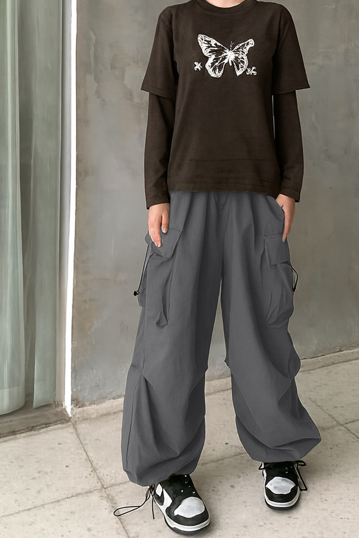 Unisex Y2k Extra Bol Paça Bel Lastik Ayalanabilir Bel Pantolon Mevsimlik Kaliteli Kumaş