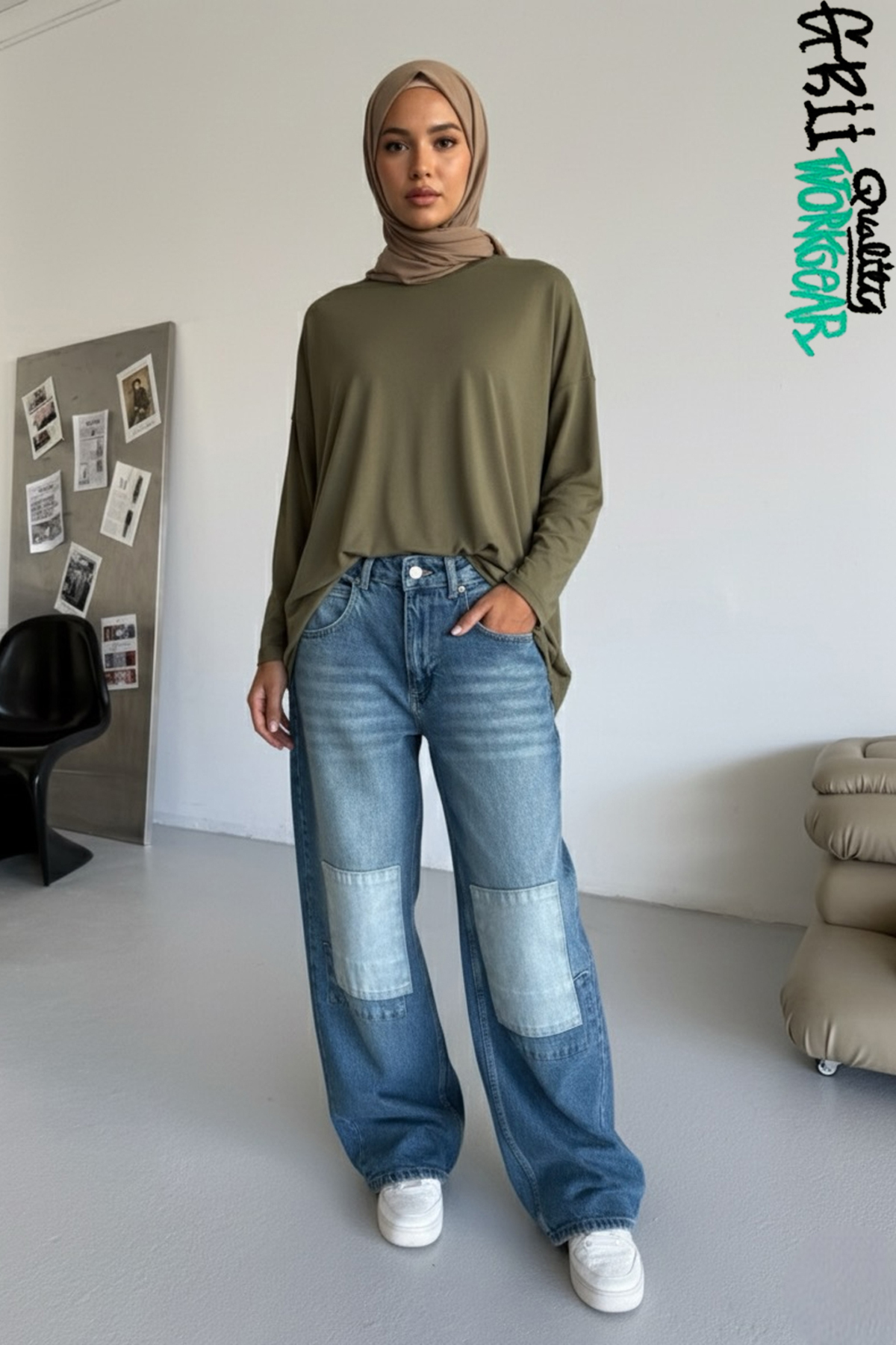 Braga Denim Yama Detaylı Baggy Jean