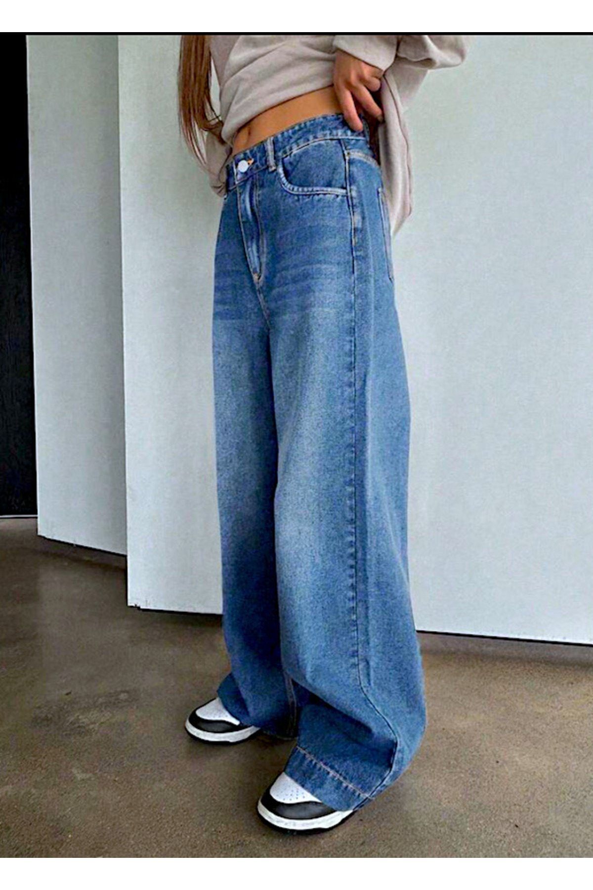 Unisex Poru Paça Klas Jean Pantolon