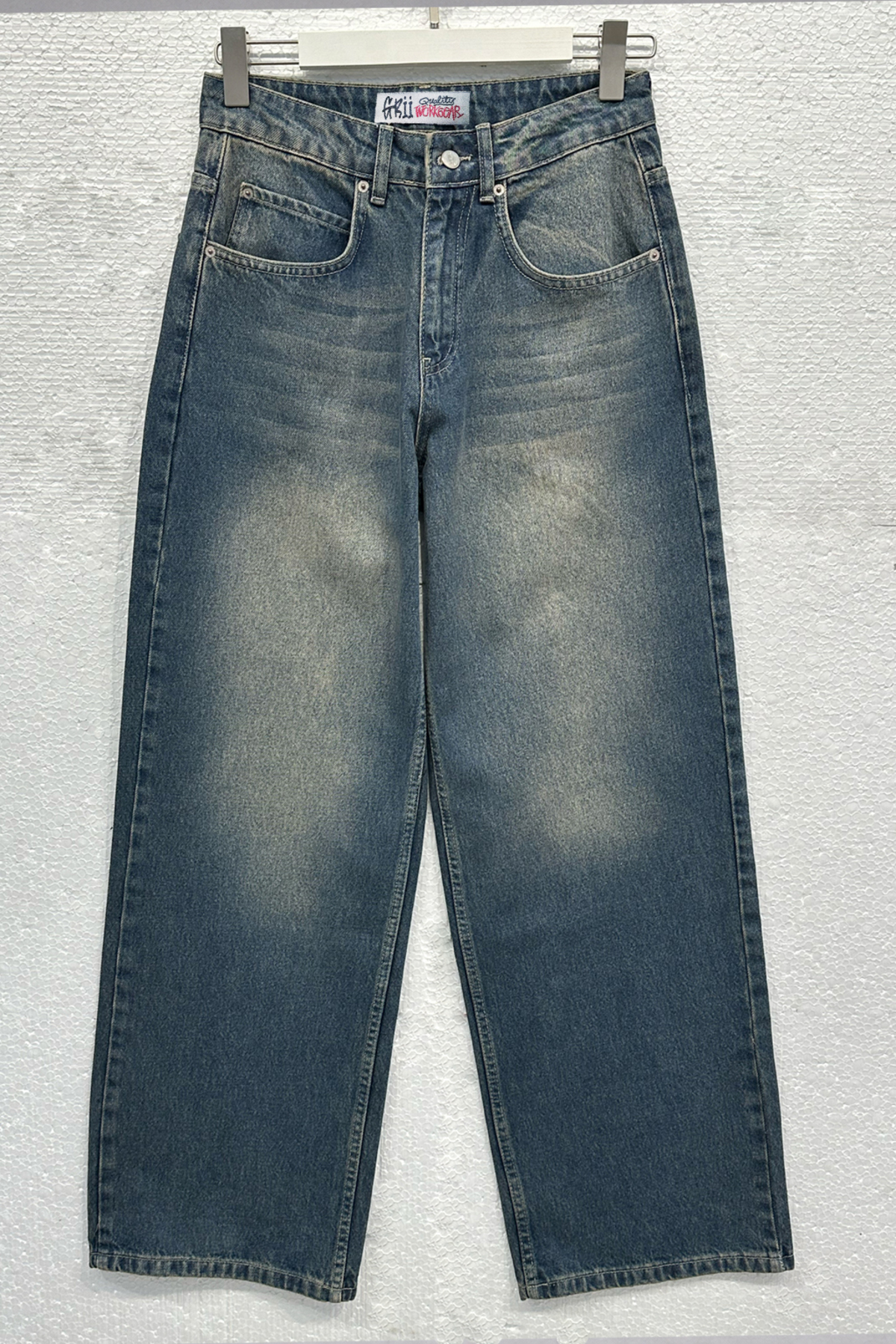 Unisex Bol Baggy Jean Pantolon Yeşil Bol Paça