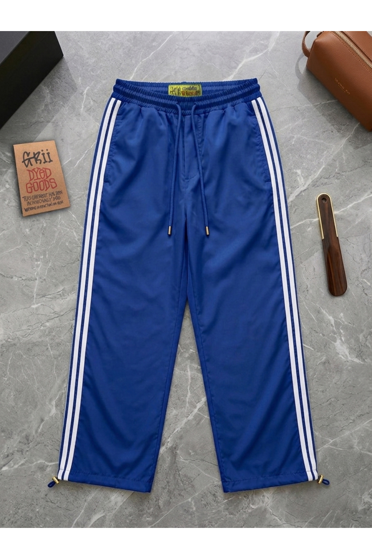 Üç Şeritli Unisex Düz Baggy Eşofman bel Paça Lastikli