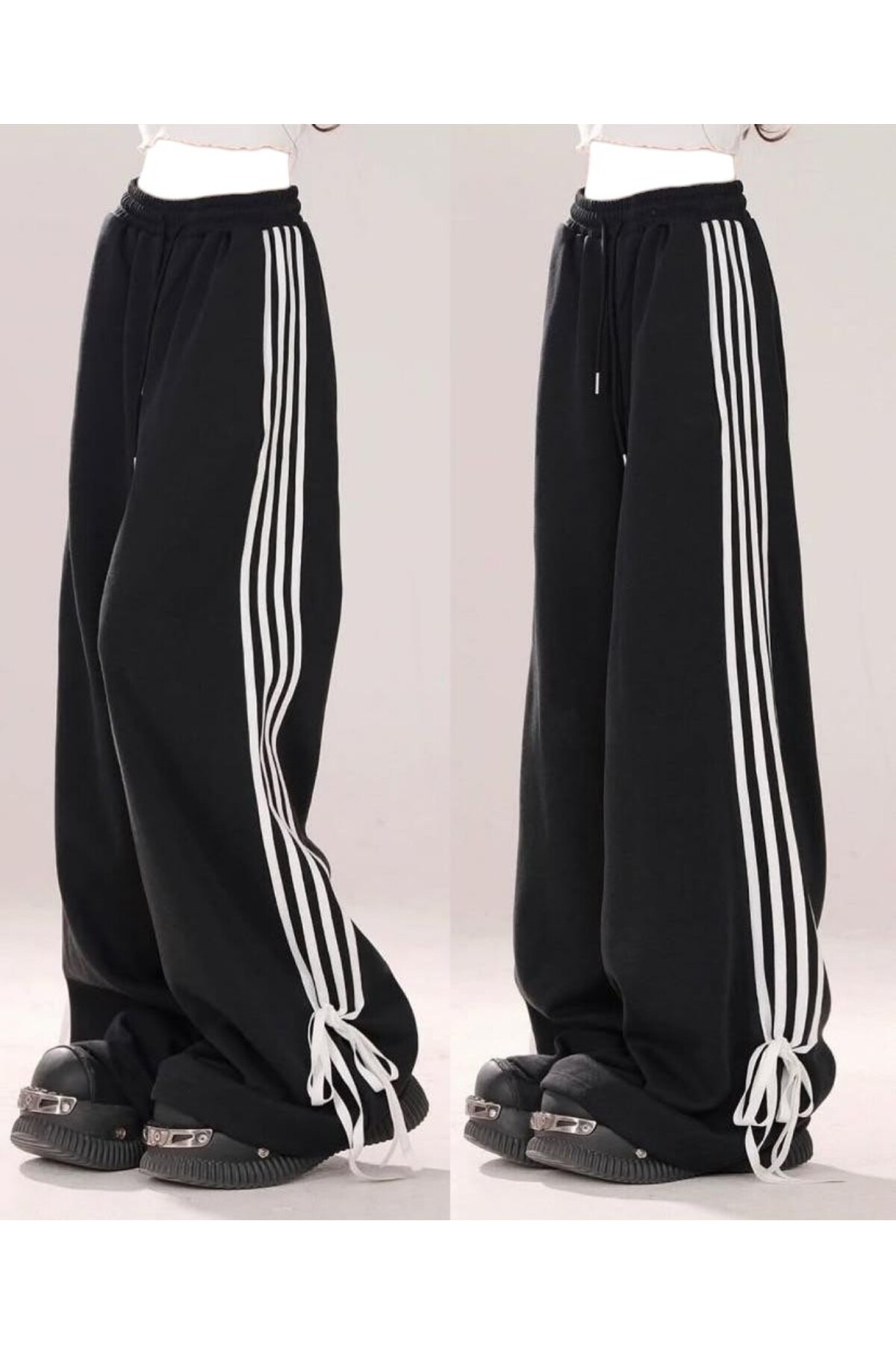 Kadın Y2k Baggy 4 Şeritli Kurdele Eşofman