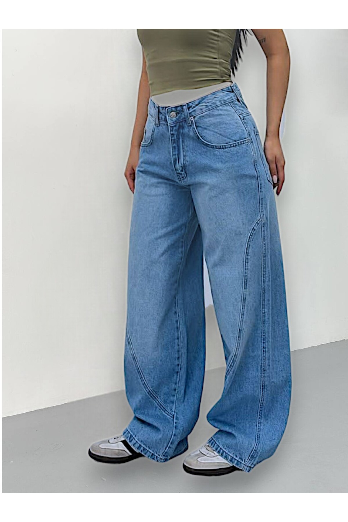 Y2k Dikiş Detay Baggy Bol Paça Jean Yeni Sezon Trend