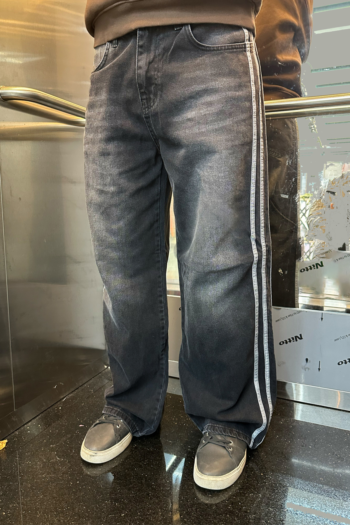 Unisex Rahat Kalıp Yan Şerit Detaylı Draw Jean Pantolon